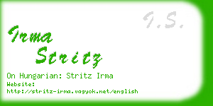 irma stritz business card